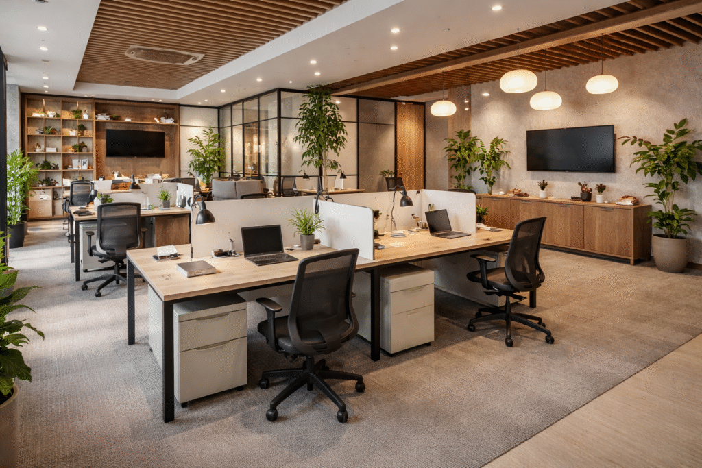 Modern office workspace designed by office furniture manufacturers in Jaipur